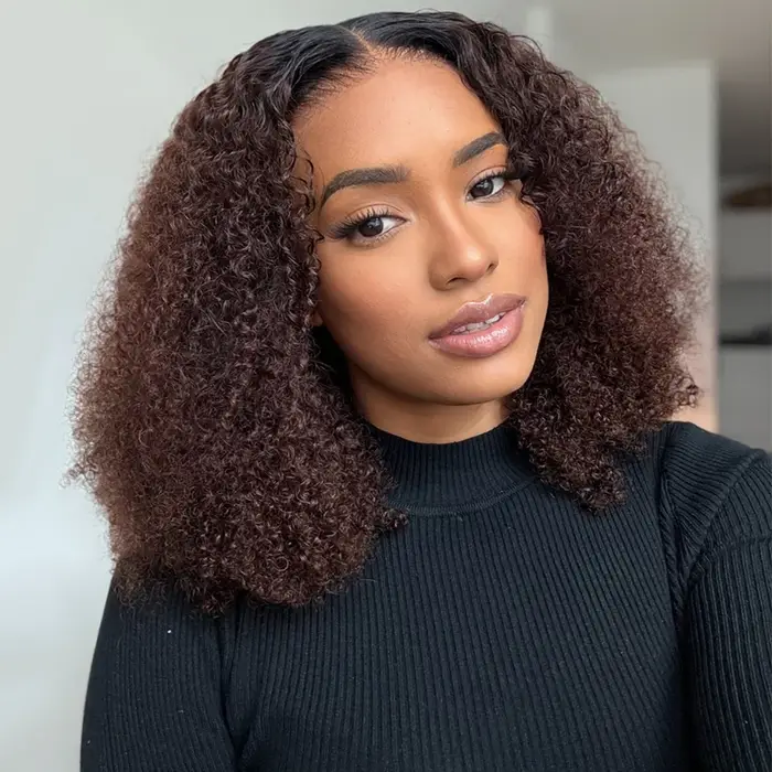 10A 6x5 sans colle dentelle perruques de cheveux humains prêt à porter et aller court bouclés Ombre
