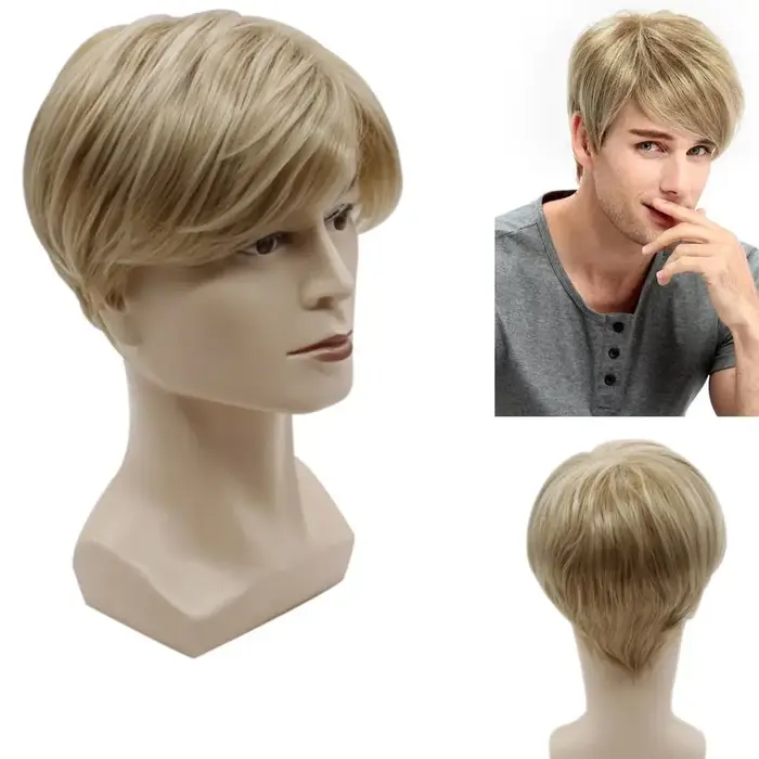 Perruque Synthétique Courte et Lisse pour Homme