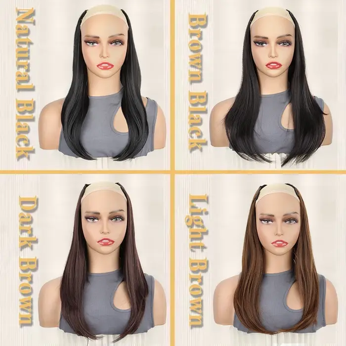 Extensions capillaires synthétiques longues et lisses en forme de V