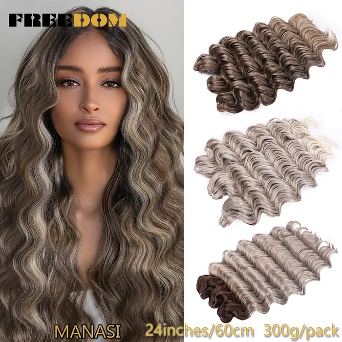 FREEDOM cheveux synthétiques ondulés profond torsion Crochet cheveux 24 pouces/60 cm Ombre brun blon
