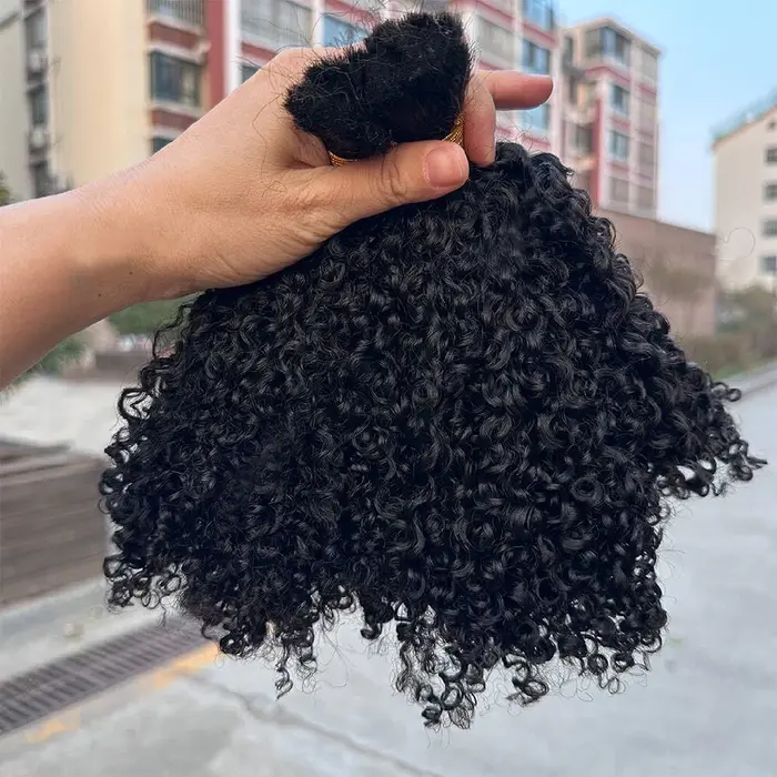 Afro crépus bouclés en vrac Extensions de cheveux humains Double dessiné brésilien vierge tressage