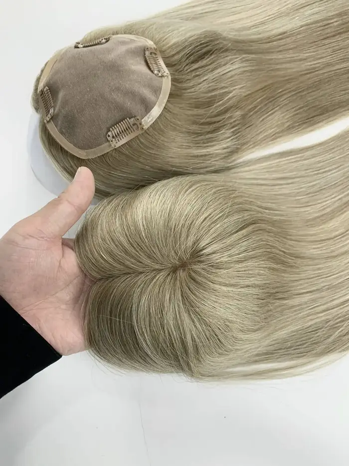 Topper de cheveux vierges Remy | Mono tissé à la main | Haute densité | Pas de perte de poils | Large gamme de couleurs