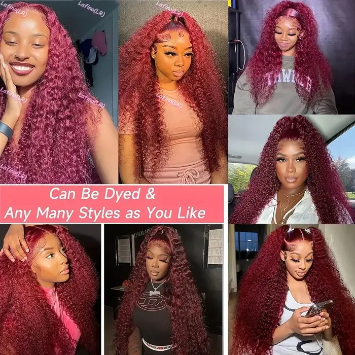 Perruque Lace Frontal Wig synthétique Deep Wave 99J