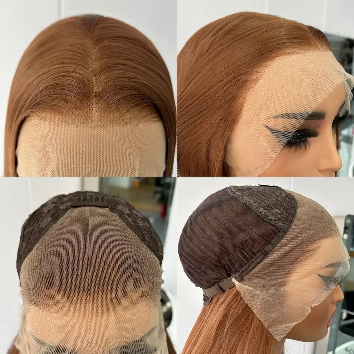 Perruque Synthétique Longue et Soyeuse de Couleur Brun Clair