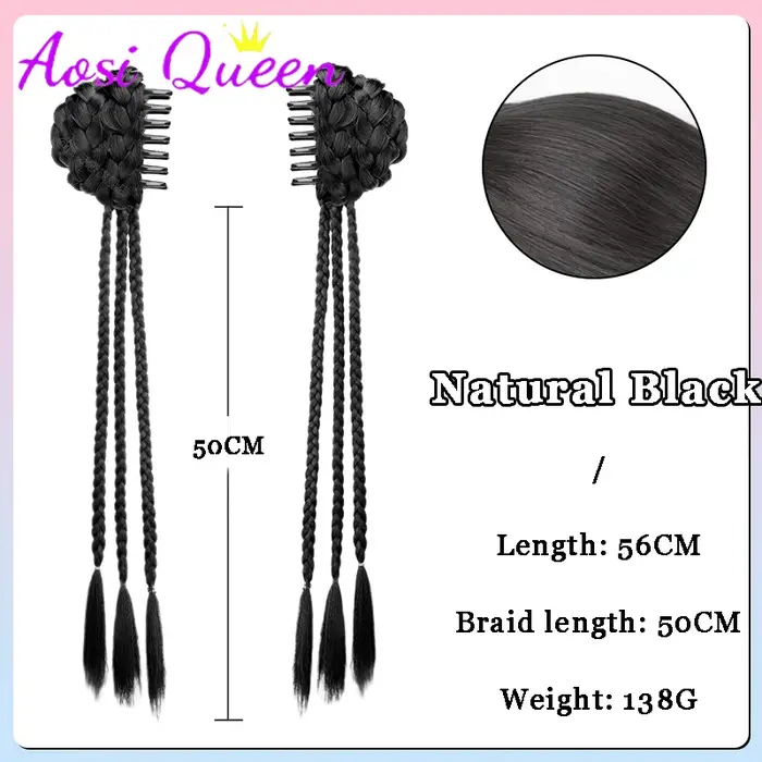 AOSI perruque synthétique tresse nouveau chinois Double queue de cheval torsion boxe tresse perruque