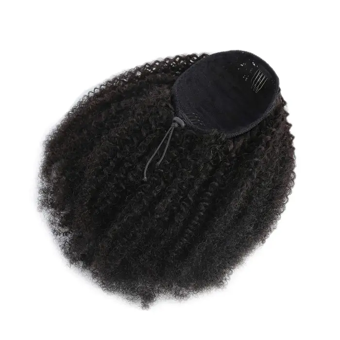 4B/4C cheveux humains queue de cheval cordon Afro crépus bouclés Remy Extensions 10-24 pouces Installation à clipser