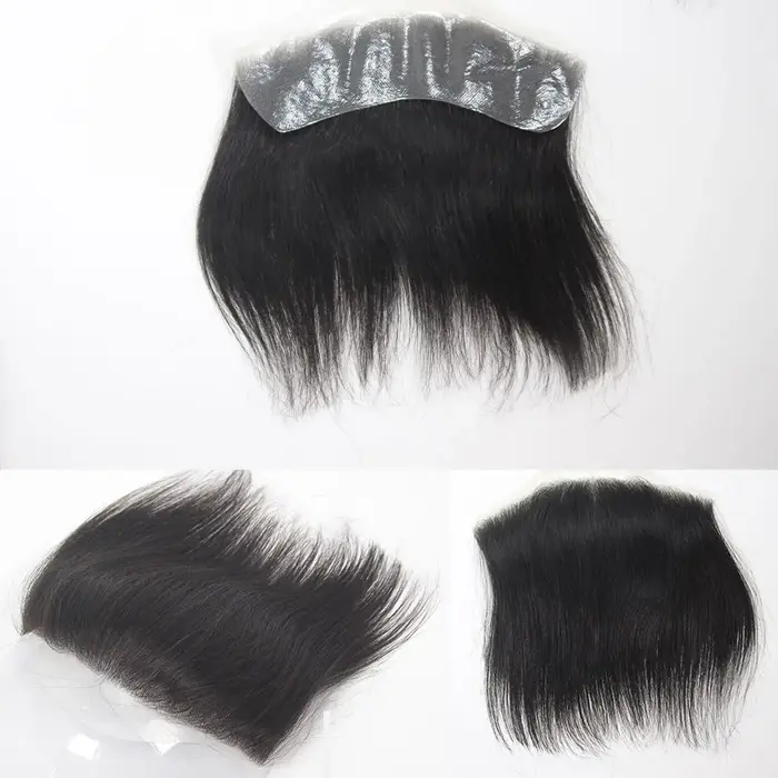 Postiche frontale pour femmes Extensions de cheveux humains front délié PU peau Toppers