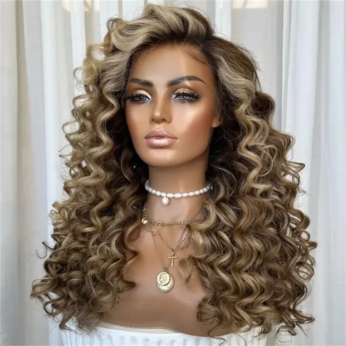Perruque Lace Front Wig synthétique bouclée et profonde pour femmes