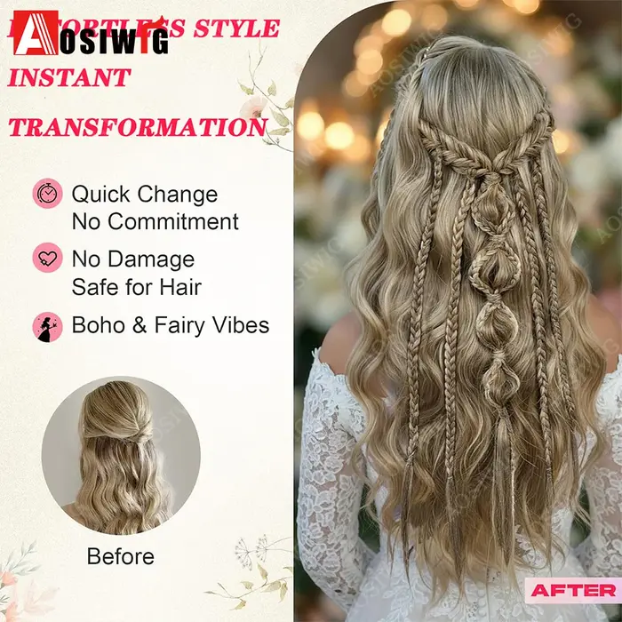 Extensions de cheveux synthétiques tissées à la main Bohemia