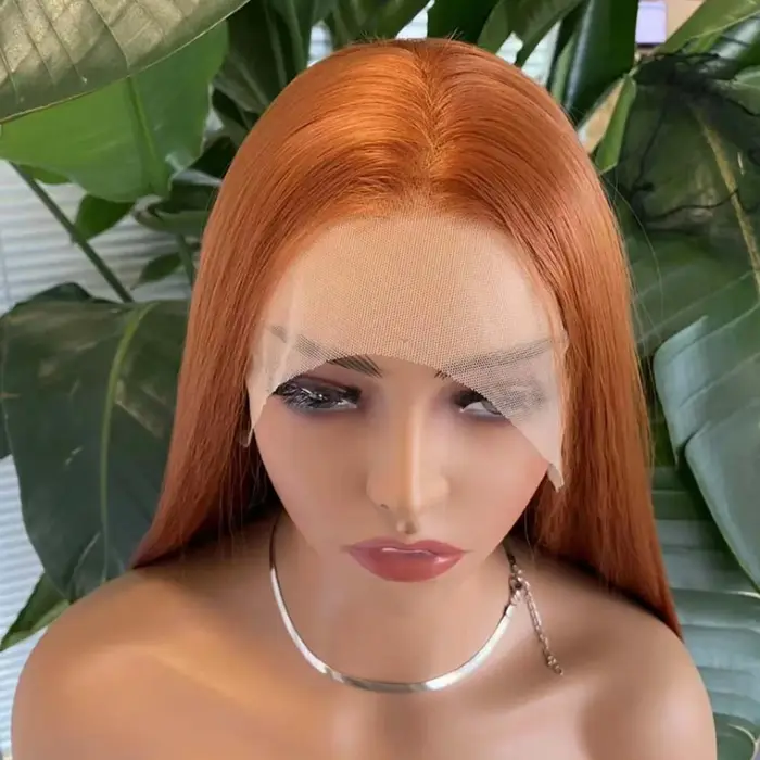 Perruque Lace Front Wig synthétique lisse et longue au gingembre