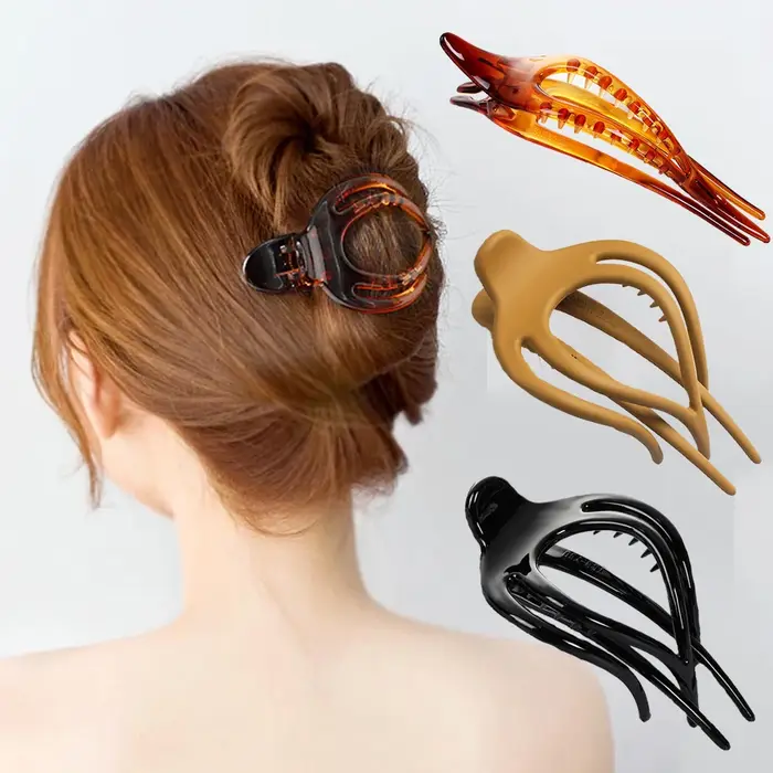 Femmes Grandes Pinces À Cheveux Pince Fleur Acrylique En Plastique Canard Griffe Barrette Filles Épingle