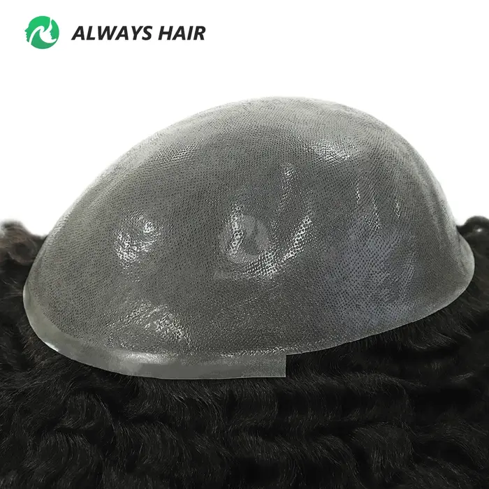 Afro toupet Curl 4mm 6mm 8mm 12mm 0.12-0.14mm peau Afro perruque pour hommes noirs vrais cheveux hum