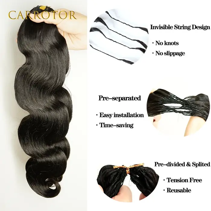 Extensions de cheveux au crochet sans nœuds pré-séparées