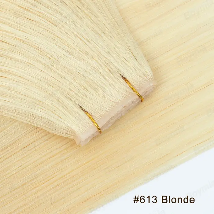 Extensions de trame papillon cheveux humains attachés à la main Invisible PU paquets trou plat Remy double onglets PU