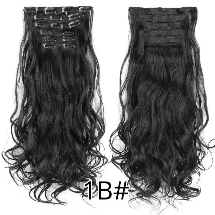Extensions de cheveux synthétiques à clipser, cheveux longs ondulés, fausse postiche ombrée, 1 pièce
