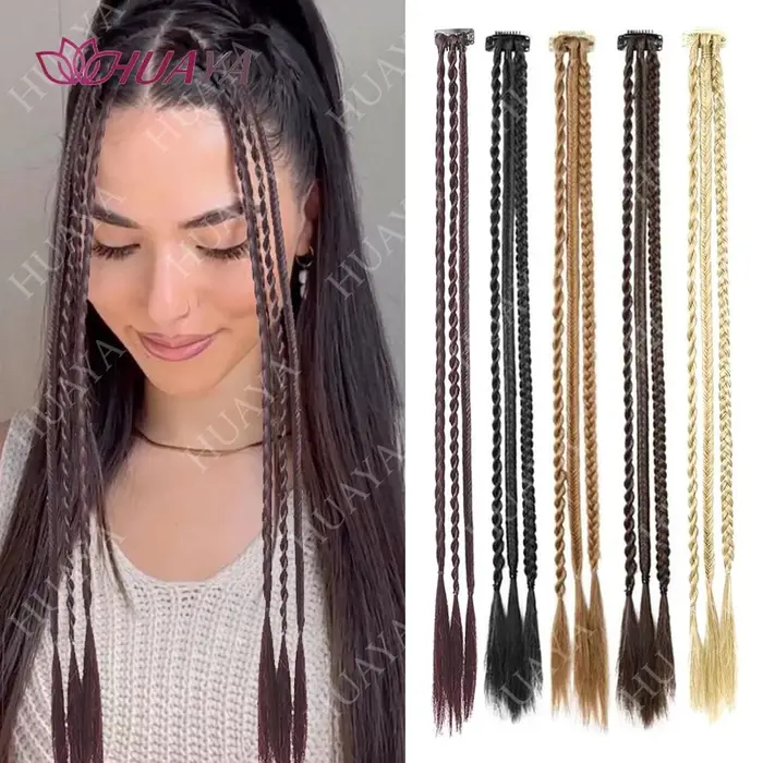 Perruque, queue de cheval synthétique torsadée tresse pince dans les Extensions de cheveux longues tresses