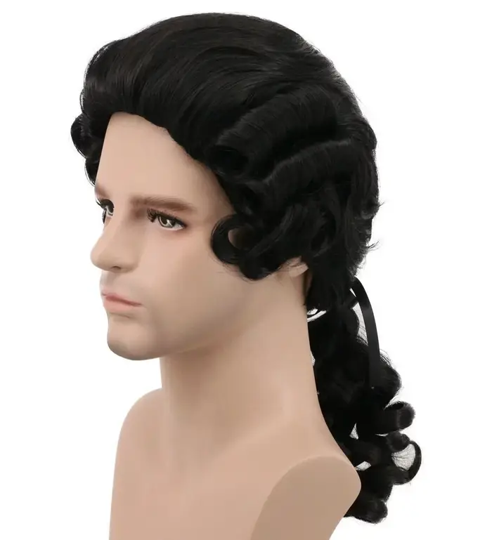 Perruque gothique coloniale pour hommes, perruque de Cosplay Washionton Hamilton, perruque de roi de