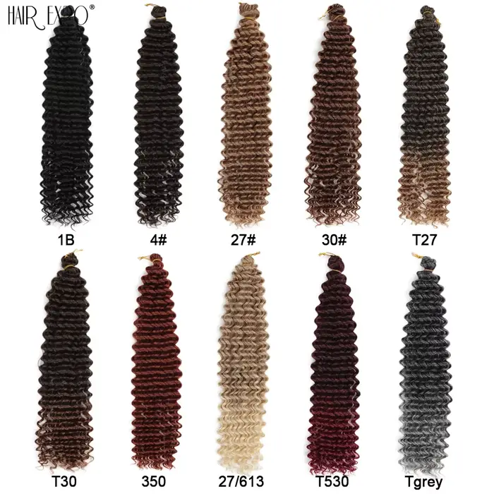Extension Capillaire Synthétique Tressée au Crochet, Boucles Afro, Vague Profonde, Vague d'Eau, Vagu