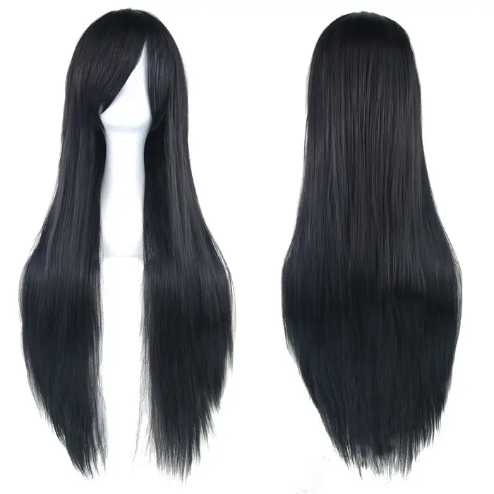 Perruques synthétiques longues de 80 cm, blanches et violettes, pour cosplay, cheveux verts, perruqu