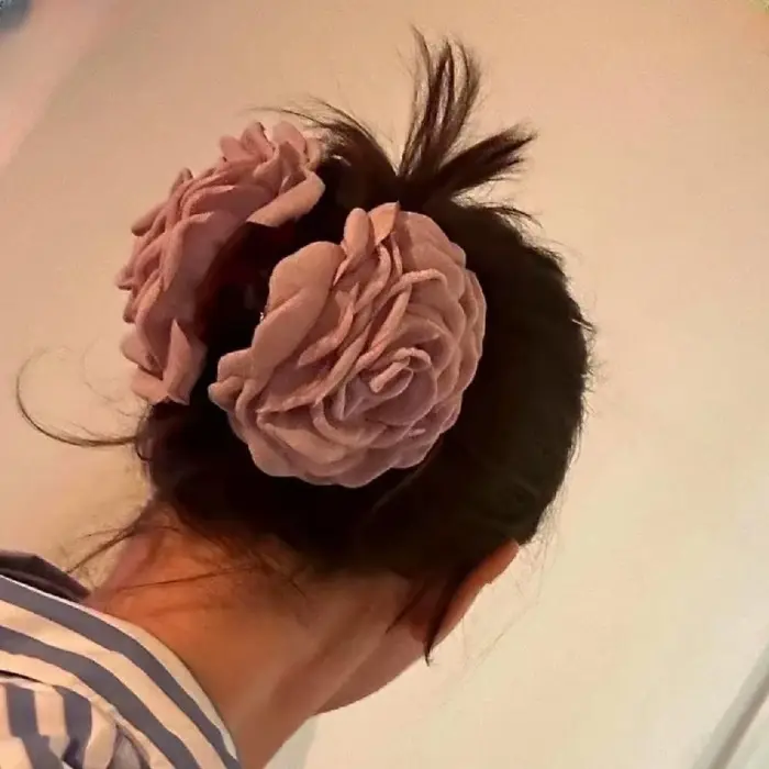 Pince à cheveux fleur angirose en tissu pour femmes et filles