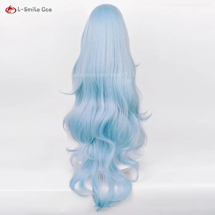 Haute qualité Anime EVA 100 cm de Long Ayanami Rei Cosplay perruque Cyan bleu cheveux bouclés résistant à la chaleur