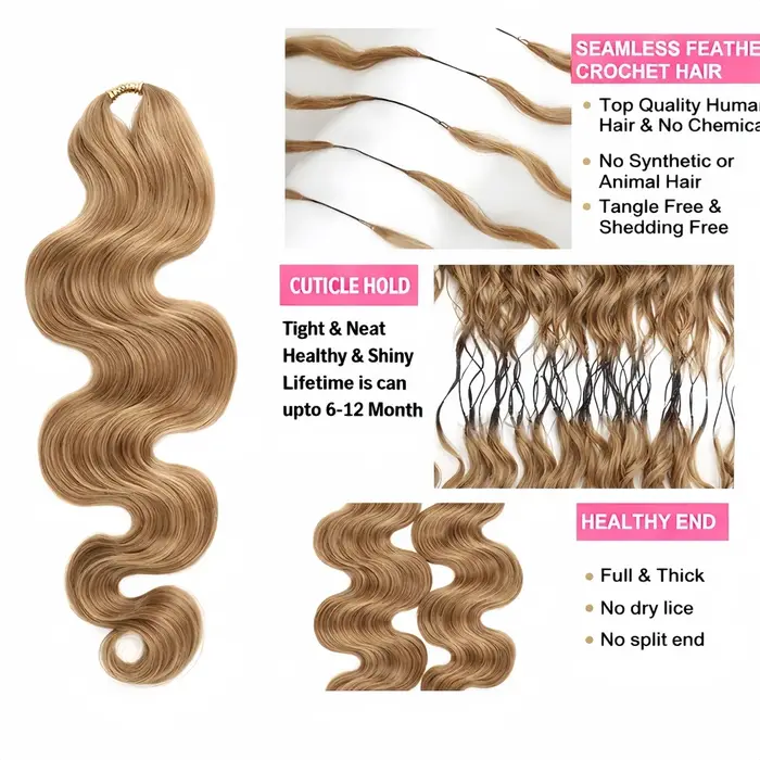 Réutilisable sans nœuds # 27 mèches de cheveux humains blond miel pour tresses bohèmes, extensions d