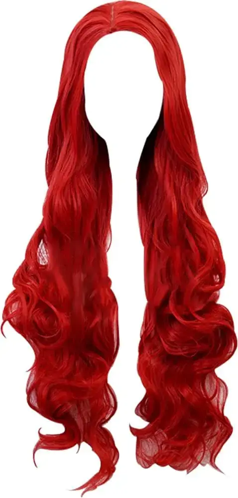 Perruque longue rouge pour filles et femmes, perruque de cosplay pour Aquaman Mera, perruque synthét