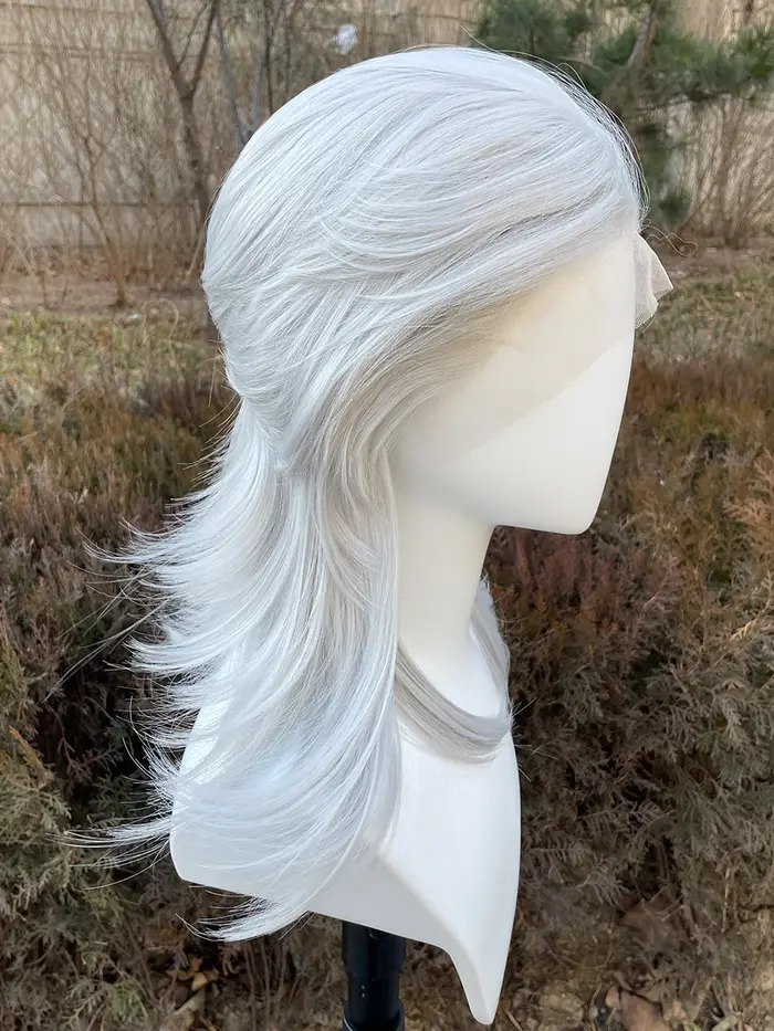Perruque Lace Front Wig synthétique gris argenté 13x4, perruque de Cosplay synthétique longueur d'ép