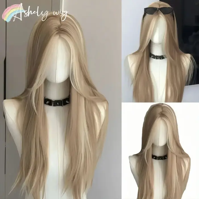 Ashely perruque pour femmes longue droite Blonde marron