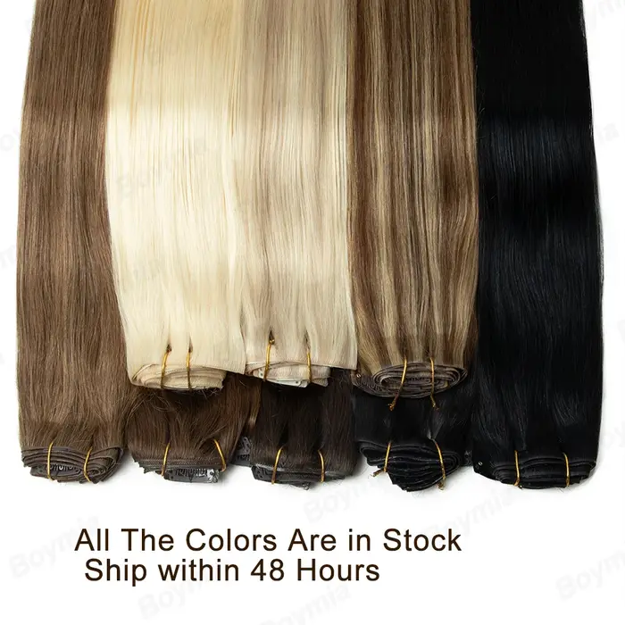 CLIP PU INVISIBLE de cheveux humains dans des EXTENSIONS de bande PU injecté trame 7PCS/SET 12-24INCH 100G 120G