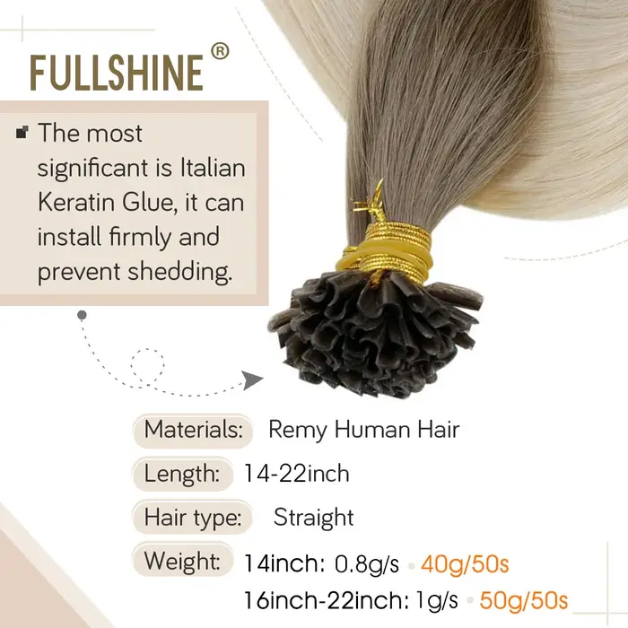 Extensions de cheveux humains pleine brillance U pointe Fusion