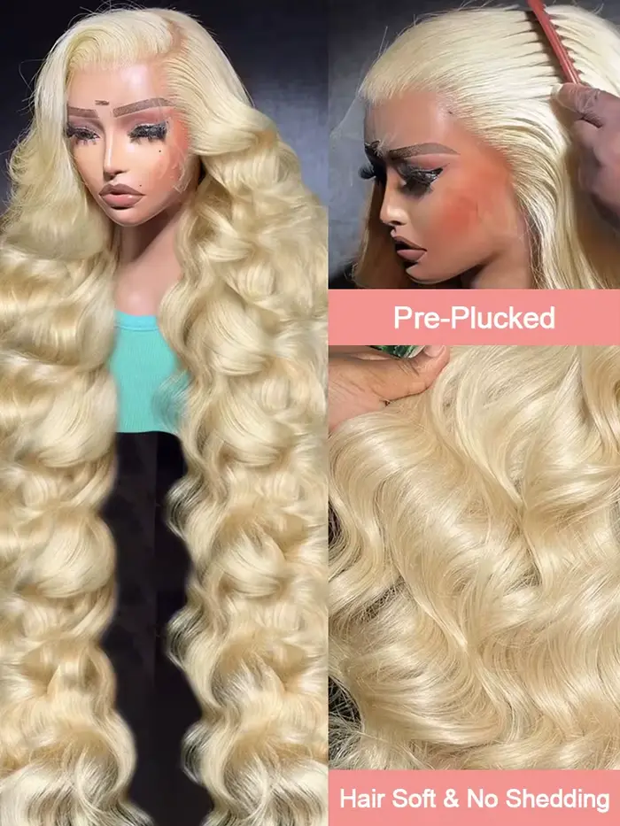 613 Hd dentelle frontale perruque 13x6 Blonde perruques de cheveux humains 250 densité vague de corp