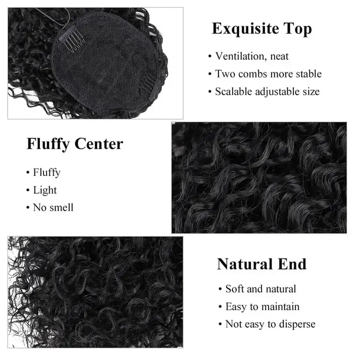 Extensions de faux cheveux synthétiques 30 pouces de Long crépus bouclés cordon queue de cheval pince organique en