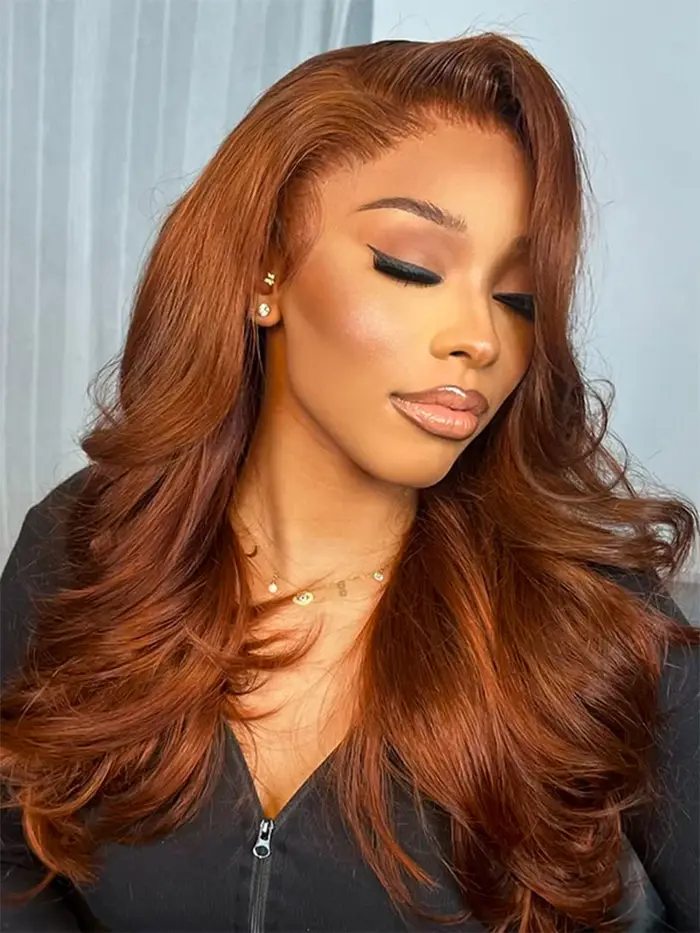 Alipearl cheveux gros ondulé gingembre couleur perruque couches