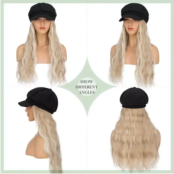 Casquette Newsboy avec Extensions de cheveux Bob