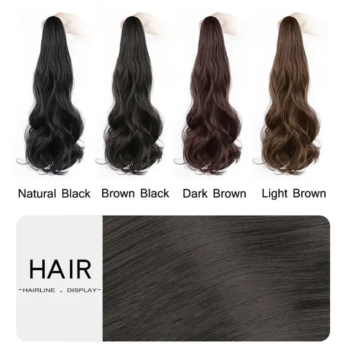 Extensions capillaires synthétiques longues et lisses à Clip pour queue de cheval, 50cm, résistantes