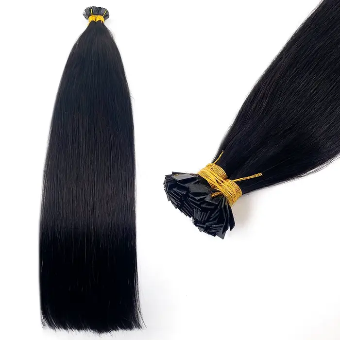 Extensions de cheveux naturels REMI à pointe plate en kératine, cheveux vierges vietnamiens lisses c