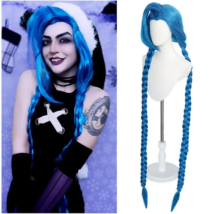 Perruque tressée bleue longue longueur bleue Cosplay Rogue Lolita perruque pour femmes et filles che