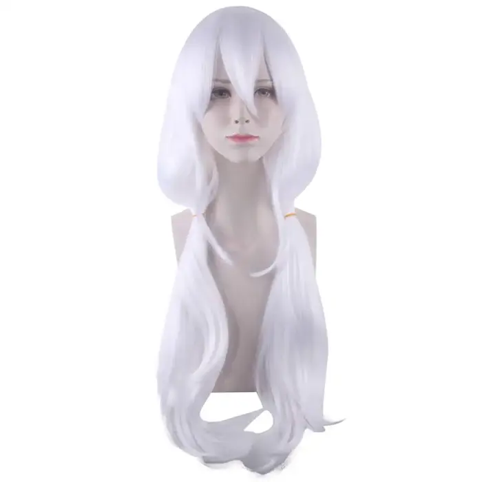 Perruque Synthétique Longue Ondulée avec Frange pour Femme, Mignonne, Blanche, Anime, Cosplay, Costume, ixd'Halloween