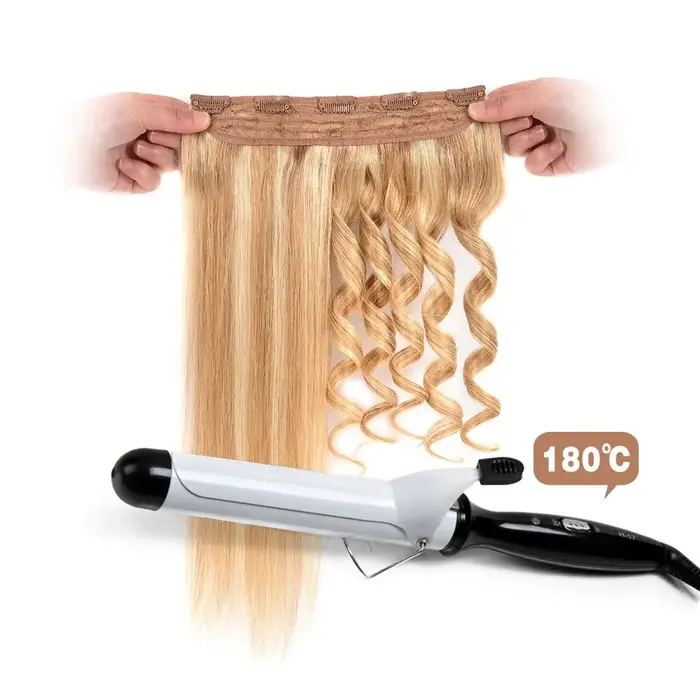 MERISIHAIR 32 pouces Extensions de cheveux synthétiques une pièce 5 Clips longue droite haute température fibre noir brun postiche
