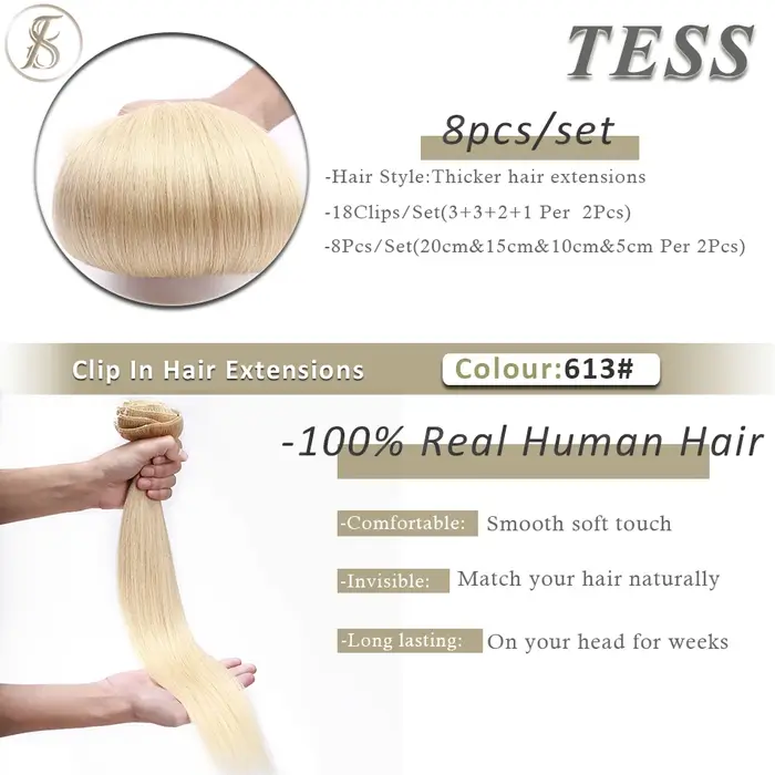 Extensions de Cheveux Naturels Lisses à réinitialisation