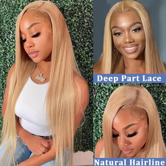 # Perruque Lace Frontal Wig naturelle lisse, blond miel 27, 13x6, pre-plucked, 13x4, 30, 34 pouces, 