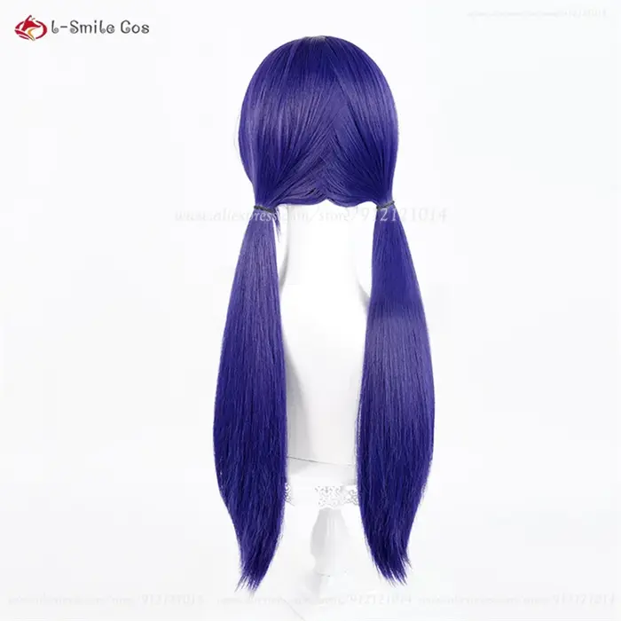 Jeu Mita fou Cosplay perruque 60 cm bleu violet mixte style queue de cheval perruques