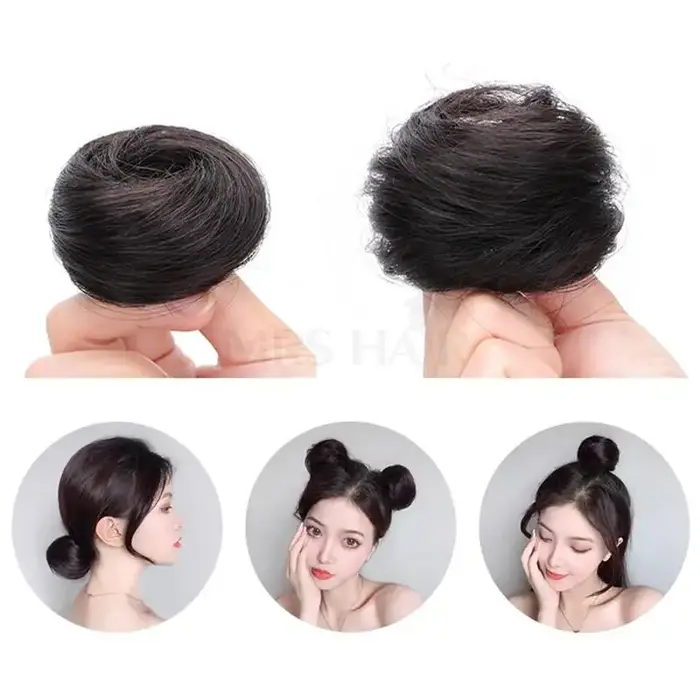 MRS HAIR cheveux humains Chignons Chignon queue de cheval postiche Updo beignet vrais Extensions