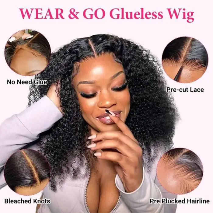 Perruque Bob sans colle ISEE Hair Wear And Go crépus bouclés