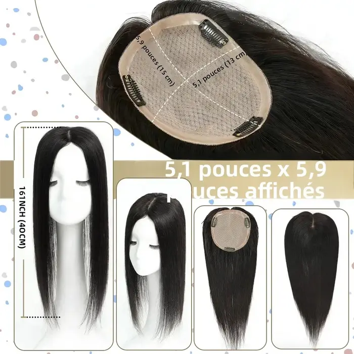 Europe cheveux humains Toppers pour femme cuir chevelu naturel soie Base Topper postiches pour Clips ins Extensions # 1b # 2 # 4 Haute qualité