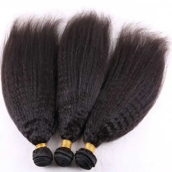 Extensions de cheveux humains vierges bruts péruviens, lisses et crépus, tissage à coudre, 3 à 4 paq
