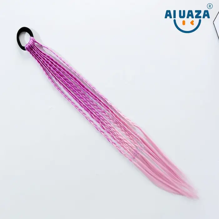 AIUAZA Extensions de cheveux tressés colorés pour enfants perruque colorée pour filles queue de cheval accessoires