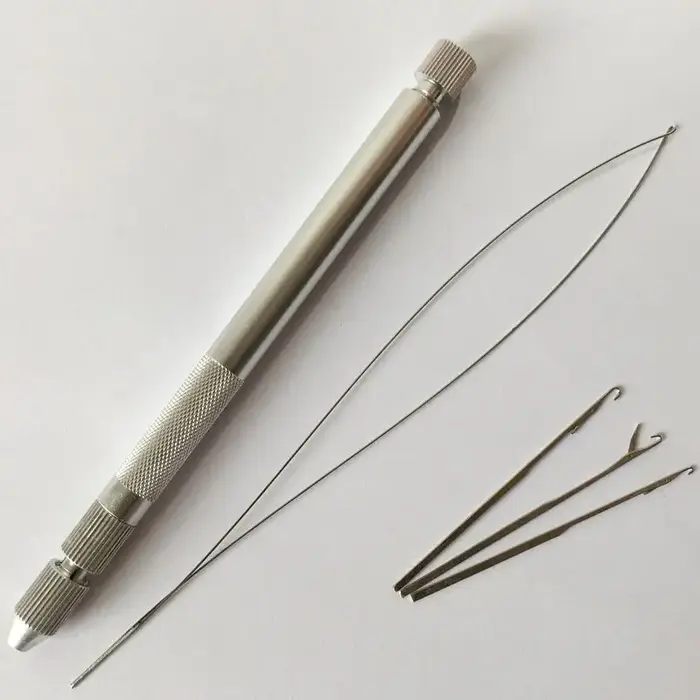 1 ensemble de tubes métalliques pour extensions de cheveux avec 3 aiguilles et 1 boucle pour extensi