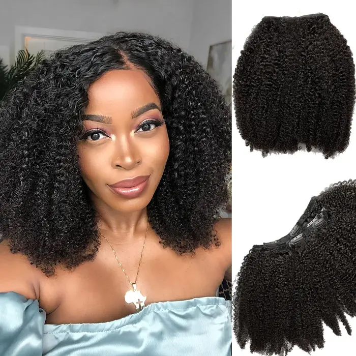 Riya pinces à cheveux en cheveux humains brésiliens Afro crépus bouclés pince dans les Extensions de